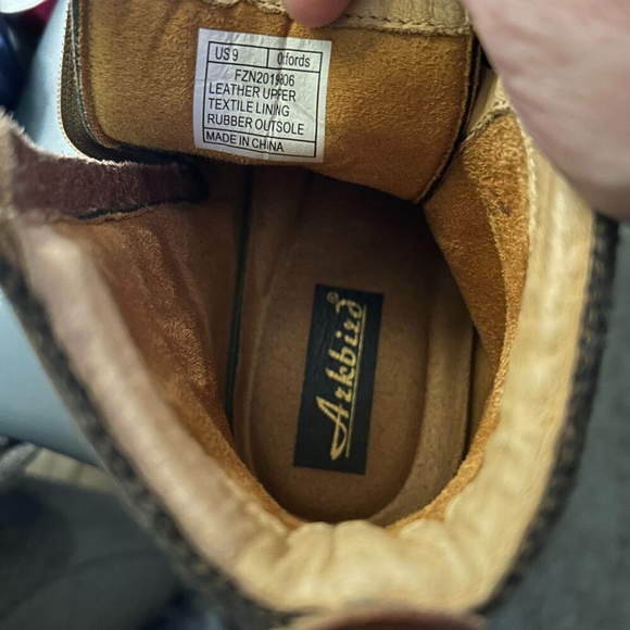 Arkbird Men's Brown Leather Cap Toe Ankle Boots Size 9 - Picture 7 of 10